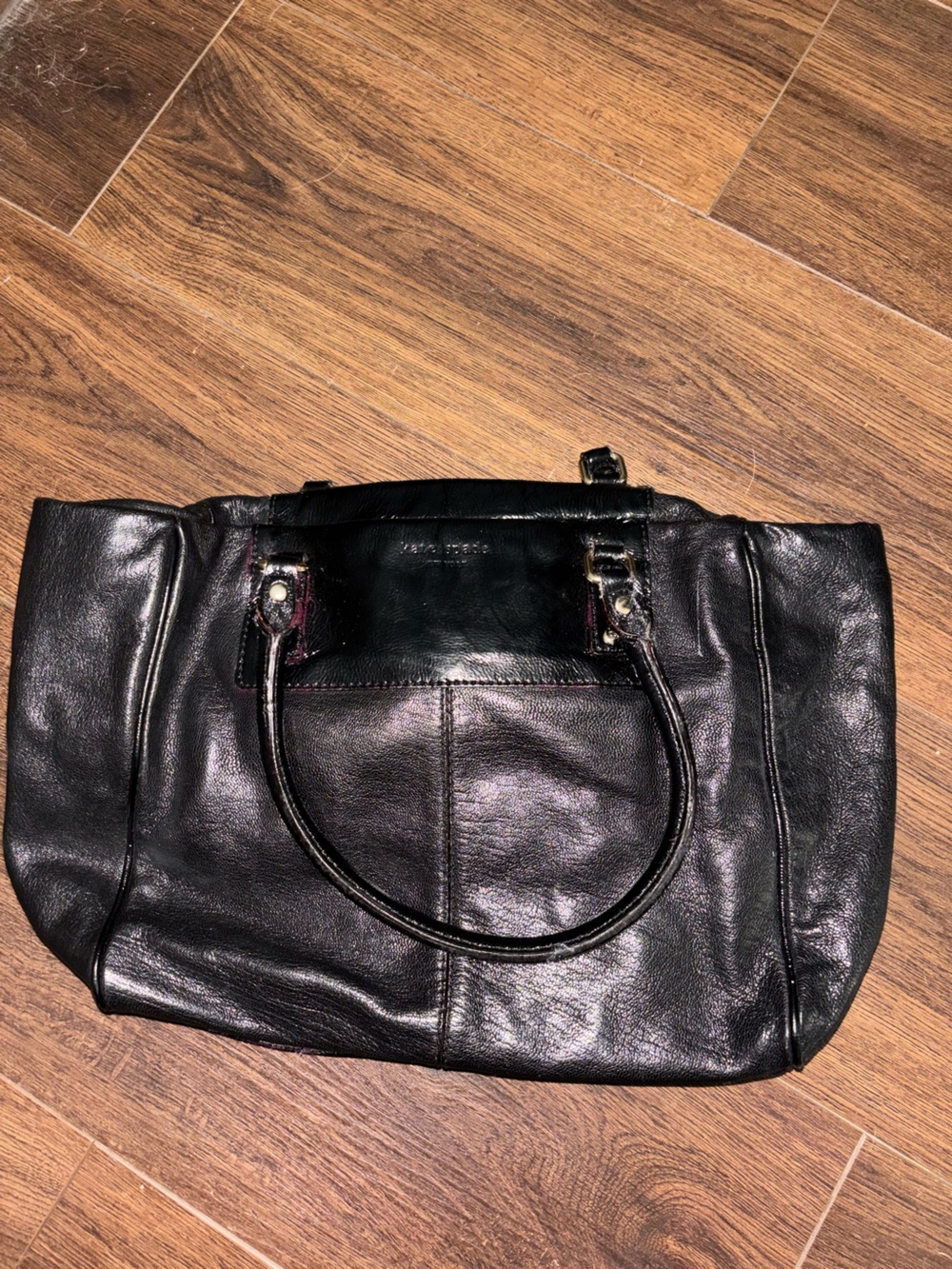 Kate Spade Black Leather Women's Shoulder Tote Bag with Polka Dot Linin